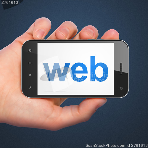 Image of SEO web development concept: smartphone with Web