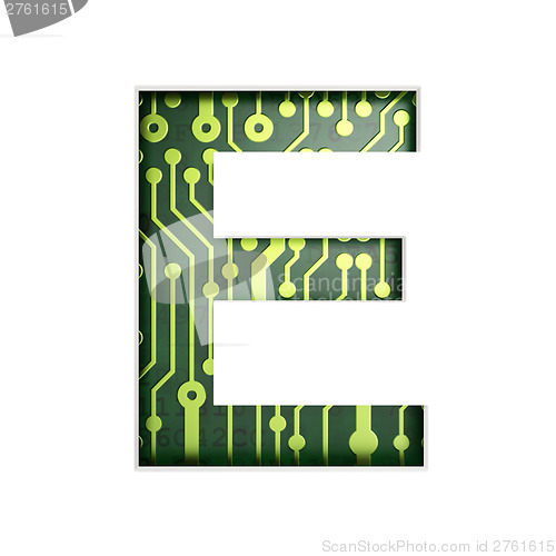 Image of Electric curcuit board letters and numbers collection: E isolate