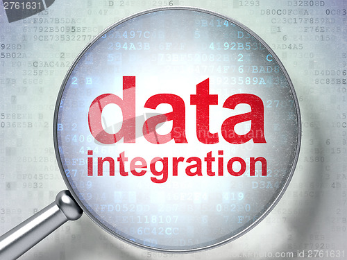 Image of Information concept: optical glass with words Data Integration