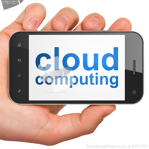 Image of Cloud computing technology, networking concept: smartphone with