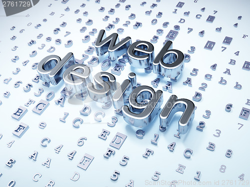 Image of SEO web design concept: Silver Web Design on digital background