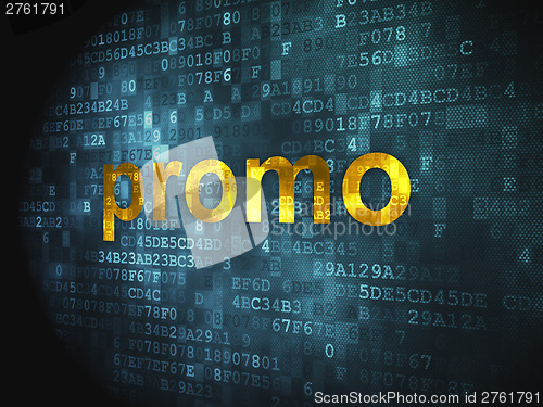 Image of Advertising concept: Promo on digital background