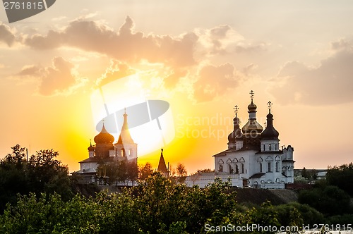 Image of Sunset against Holy Trinity Monastery. Tyumen