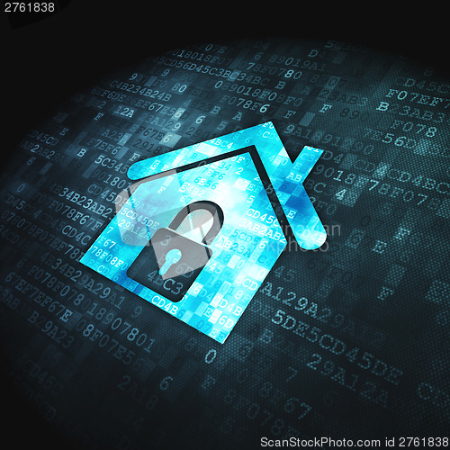 Image of Safety concept: Home on digital background