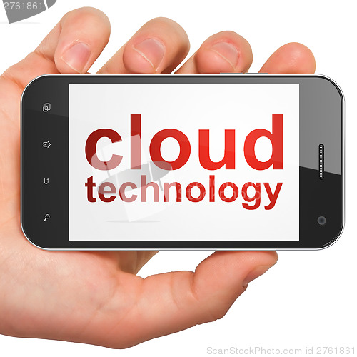 Image of Cloud computing technology, networking concept: smartphone with