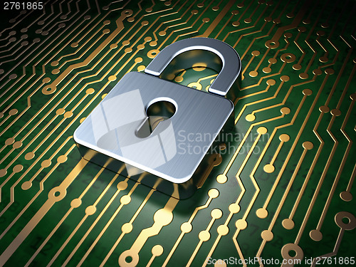 Image of Protection concept: circuit board with Closed Padlock icon