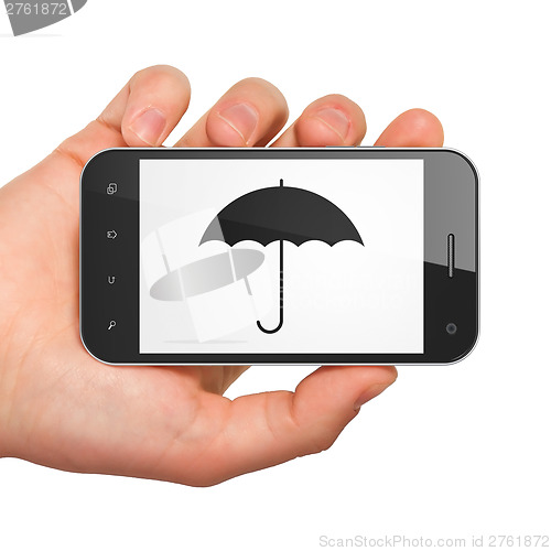 Image of Privacy concept: smartphone with Umbrella.