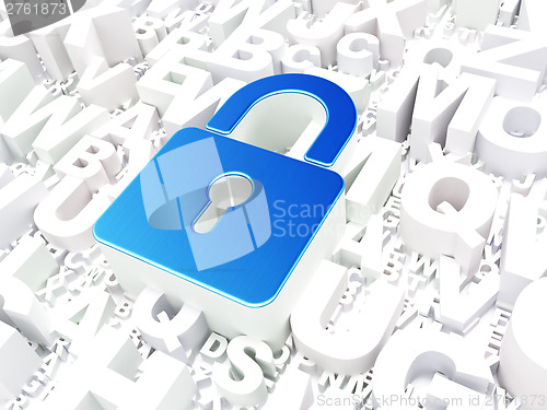 Image of Safety concept: Closed Padlock on alphabet