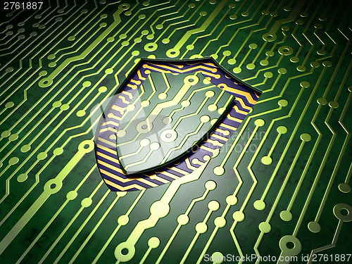 Image of Safety concept: circuit board with Contoured Shield icon