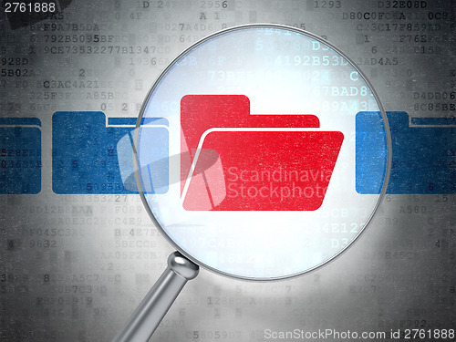 Image of Finance concept: optical glass with  icons