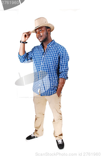 Image of Black man lifting his hat.