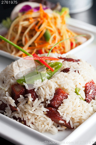 Image of Thai Pork and Rice with Som Tum Salad