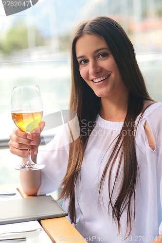 Image of couple having lanch at beautiful restaurant