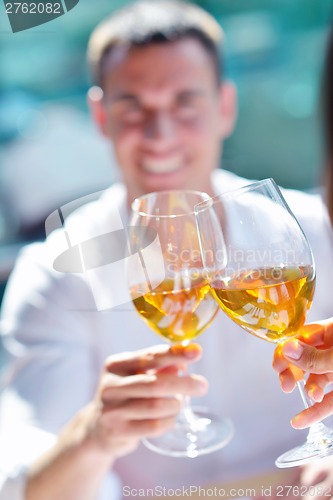 Image of couple having lanch at beautiful restaurant