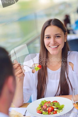 Image of couple having lanch at beautiful restaurant