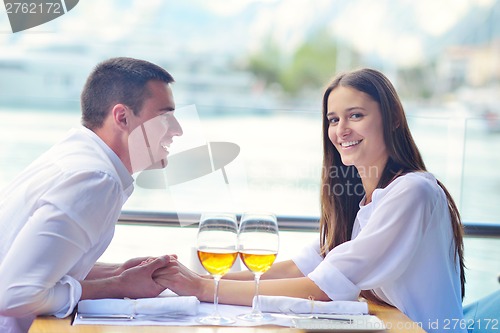 Image of couple having lanch at beautiful restaurant
