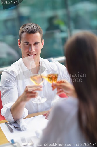 Image of couple having lanch at beautiful restaurant