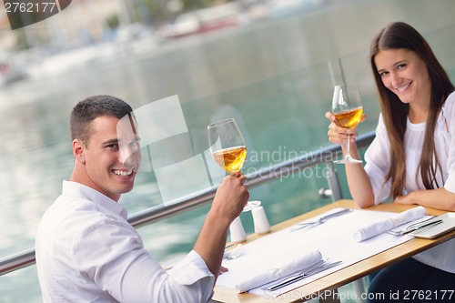 Image of couple having lanch at beautiful restaurant