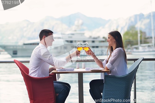 Image of couple having lanch at beautiful restaurant