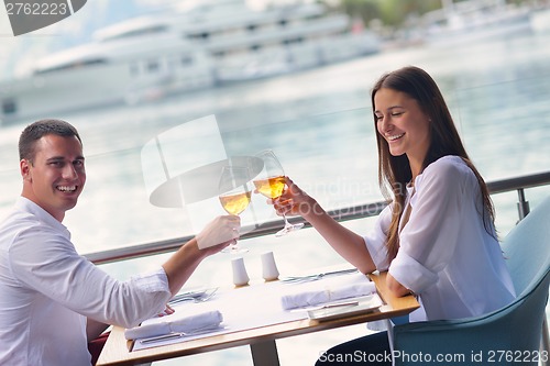 Image of couple having lanch at beautiful restaurant