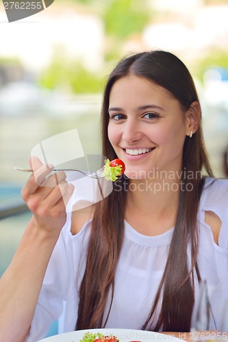 Image of couple having lanch at beautiful restaurant