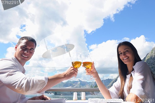 Image of couple having lanch at beautiful restaurant