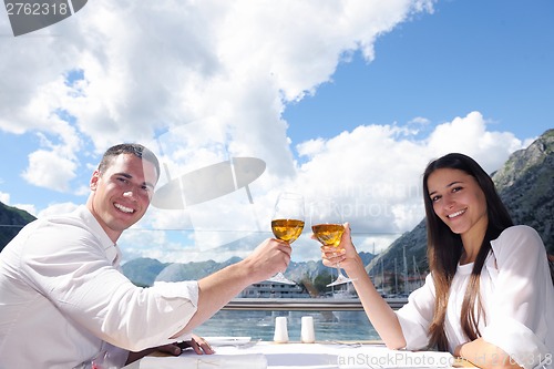 Image of couple having lanch at beautiful restaurant