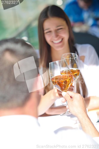 Image of couple having lanch at beautiful restaurant