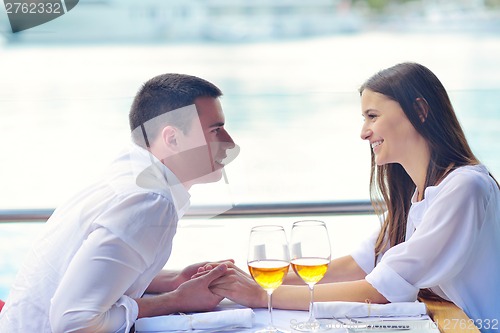 Image of couple having lanch at beautiful restaurant
