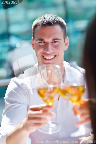 Image of couple having lanch at beautiful restaurant