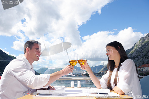 Image of couple having lanch at beautiful restaurant