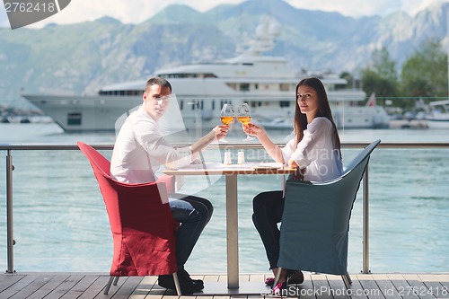 Image of couple having lanch at beautiful restaurant