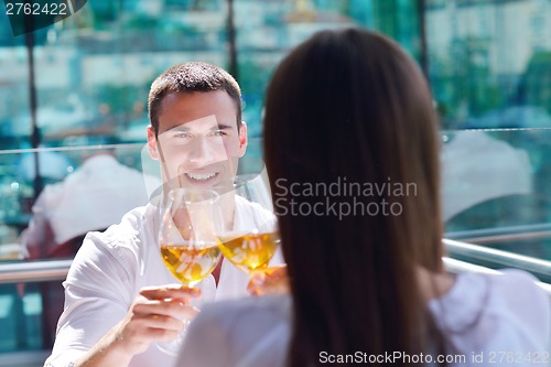 Image of couple having lanch at beautiful restaurant