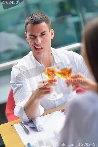 Image of couple having lanch at beautiful restaurant