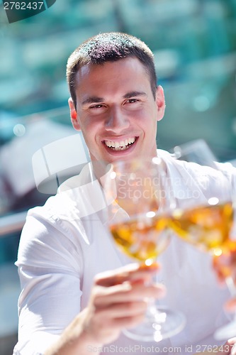 Image of couple having lanch at beautiful restaurant