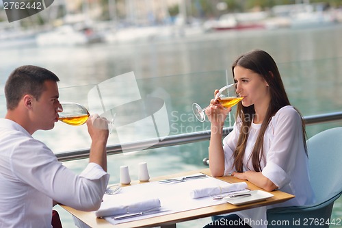 Image of couple having lanch at beautiful restaurant