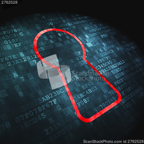 Image of Safety concept: Keyhole on digital background