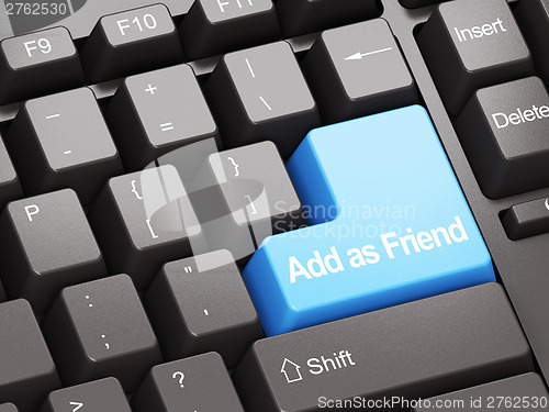 Image of Black keyboard with blue Add As Friend button