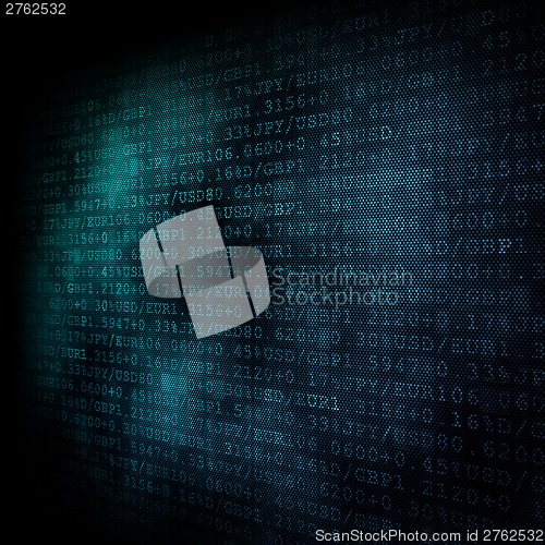 Image of Pixeled financial background on digital screen