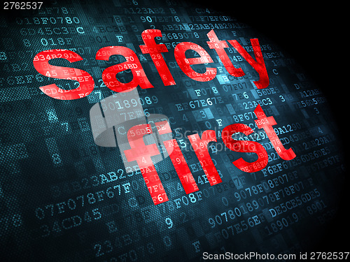 Image of Security concept: safety first on digital background