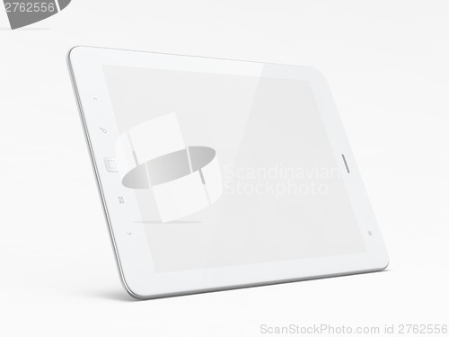 Image of Beautiful white tablet pc on white background