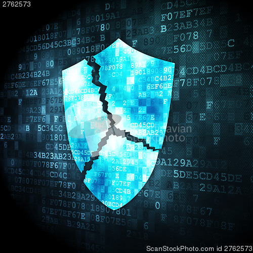 Image of Security concept: shield on digital background