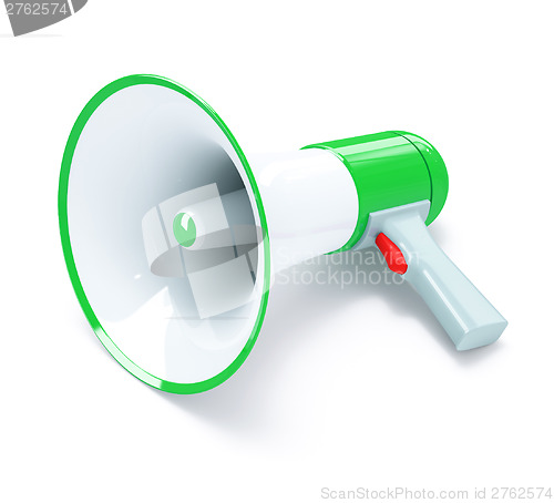 Image of Green megaphone with red button