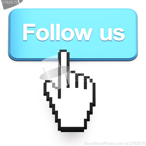 Image of Hand-shaped mouse cursor press Follow Us button