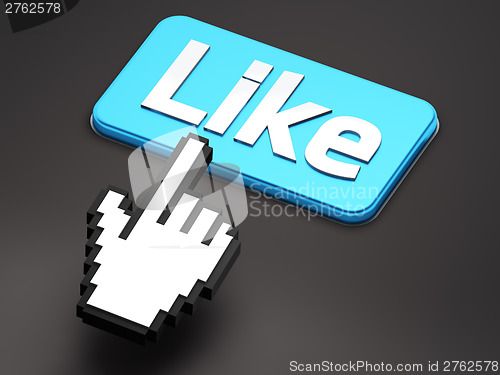 Image of Hand-shaped mouse cursor press Like button