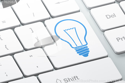 Image of Business concept: computer keyboard with Light Bulb