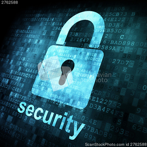 Image of Security concept: Lock on digital screen