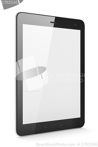 Image of Beautiful black tablet pc on white background