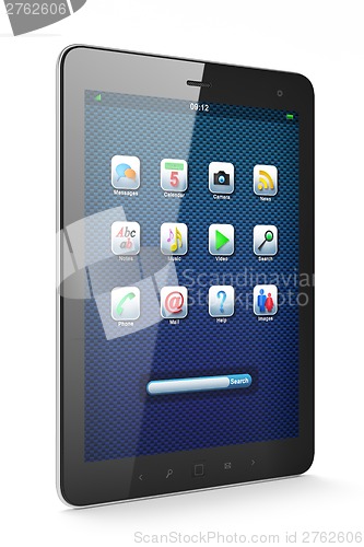 Image of Beautiful black tablet pc on white background