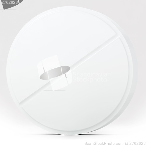 Image of White medical pill on white background
